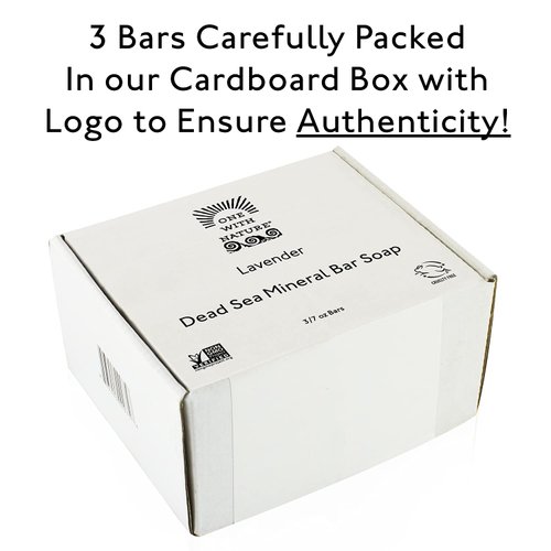 DEAD SEA MINERAL LAVENDER 7 oz SOAP 3 PK in BRANDED BOX. Dead Sea Salt contains Magnesium, Sulfur & 21 essential minerals. Shea Butter, Argan Oil, Natural. For all Skin Types, Acne, Eczema, Psoriasis