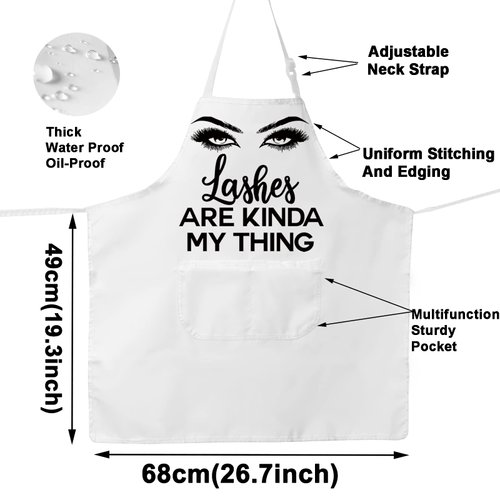 BWWKTOP Eyelash Apron For Lash Tech With Pockets Lash Technician Apron Lash Artist Gifts Adjustable Apron For Lash Boss Salon (Lashes my thing)
