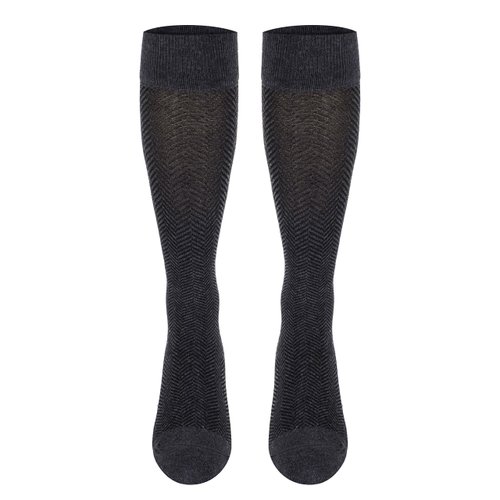 TOUCH Compression Socks for Women, 15-20 mmHg, Herringbone, Cotton, 1 Pair, Charcoal, Small