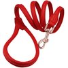 Dogs My Love 4ft Long Round Genuine Rolled Leather Dog Leash Red (Small: 3/8" (8mm))