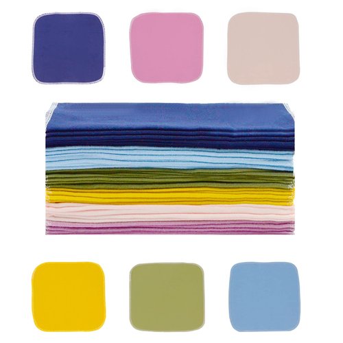 Reusable Paperless Towels, Washable 100% Cotton Cloth Paperless Towels - 30 Pack 10'' X 10'' Zero Waste Reusable Napkins Eco Friendly Paperless Paper Towels, Solid color