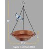 Keygift Hanging Bird Bath for Outdoor, Antique Copper Metal Bird Feeder Birdbath Bowl with 17” Rust-Proof Black Chains for Garden Backyard Decor