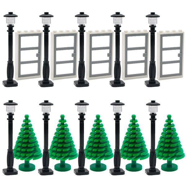 Door Street Lamp Bricks Accessories Toys City House Parts Garden Classic Road Light Building Block Creative DIY Construction