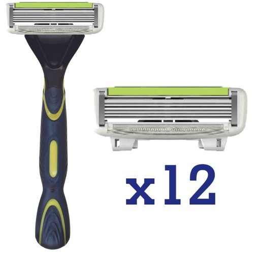 ShaveMOB 6-Blade Men's Razor Kit (Flex Head Handle + 24 Refills) - The Caveman Shaving Kit