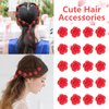 YISSION 20Pcs Mini Flower Hair Clips for Girls Women Cute Hair Pins Small Hair Clips Rose Flower Clips for Hair Wedding Hair Barrettes Bridal Hair Accessories for Girls Women Red