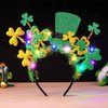 BARTOSI Light Up St Patrick's Day Headband LED Shamrock Headpiece Irish Saint Patricks Day Hairband Costume Headwear Hair Accessories for Women