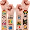 100 PCS Funny Drum Kit Drummer Temporary Tattoos Stickers Theme Birthday Party Decorations Favors Supplies Decor Music Drumming Marching Band Tattoo Sticker Gifts For Kids Boys Girls School Prizes