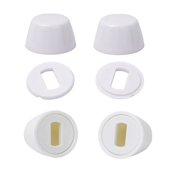 Toilet Bolts Caps (0.83" Height, Almond), 4Packs Universal Toilet Floor Caps with Extra Washers for Easy Installation, Toilet Bolt Covers, Round Plastic Push-On Toilet Bowl Bolt Caps Covers