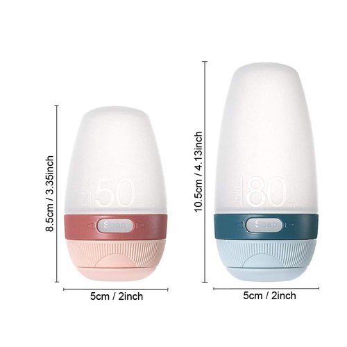 Jomihoney Silicone Travel Bottles, Leak Proof Squeezable Refillable Travel Accessories Toiletries Containers Travel Size Cosmetic Tube for Shampoo Lotion Soap Liquids (2-pack 2.7oz/80ml)