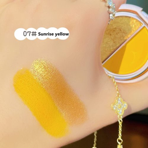 Timipoo Double color eye shadow, high pigment eye makeup palette, matte shimmer metal eye shadow powder, waterproof and durable color eye shadow (07#Sunrise yellow)