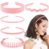SuPoo 5pcs Pink Zig Zag Headbands Plastic Headbands for Women Non Slip Hard Hair Comb Head Bands with Teeth Various Women’s Headbands Comfortable Hair Bands Cute Hair Accessories