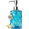 JASAI Diamond Design Soap Dispenser with 304 Rust Proof Stainless Steel Soap Pump, 12 Ounce Kitchen Soap Dispenser for Bathroom, Hand Soap, Dish Soap (Clear Blue) …