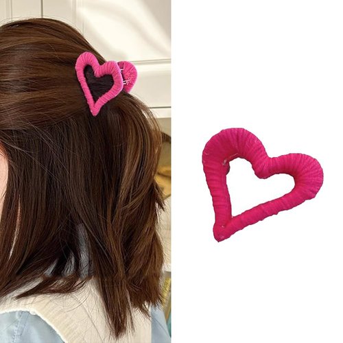 Valentine's Day Hair Clips for Women and Girls Hot Pink Heart-Shaped Claw Clips for Thick Hair Design Claw Clip for Thick Thin Hair Valentine's Day Hair Clips for Women 1Pcs(Hot Pink Heart-Shaped)
