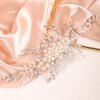 BERYUAN Wedding Crystal Rhinestone Hair Comb Pearls Crystal Rhinstone Headpiece Pearls Wedding Headband Silver Bride Hair Accessory for Brides (silver)