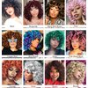 ELIM Curly Wigs for Black Women Short Kinky Curly Brown Mixed Blonde Wigs for Women Big Curly Afro Soft Wig with Bangs Heat Resistant Natural Cute Synthetic Wig with Accessories Z014MD