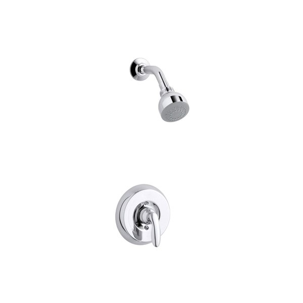 KOHLER TS15611-4-CP Coralais(R) Rite-Temp(R) Shower Valve Trim with Lever Handle and 2.5 gpm showerhead, Polished Chrome