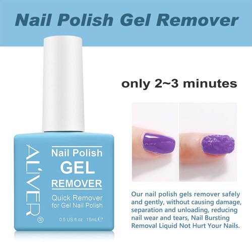 Gel Nail Polish Remover For Nails with Cuticle Pusher & Nail File Buffer, Gel Nail Remover, Quick & Easy Remove Gel Polish In 2-3 Mins, No Soaking or Wrapping