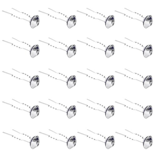 QIUTIMIY 20 Pack (Transparent) Rhinestone Hair Pins Crystal Hair Clips for Bridal Wedding Women Hair Jewelry Accessories, with Clear Container