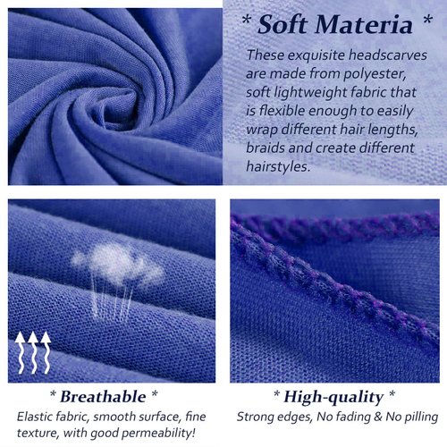 XTREND 1 Piece Stretch Head Wrap Jersey Fashion Headband Knit Turban for Women Extra Long Soft Bohemian Breathable Turbans Tie (Denim Blue)