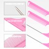 9 Pcs Hair Parting Comb Rat Tail Comb Set- 2 Pieces Braiding Comb Styling Comb 1 Fine and Wide Tooth Comb and Magnetic Wrist Sewing Pincushion Pin Cushion Holder with 5 Alligator Hair Clip (Pink)
