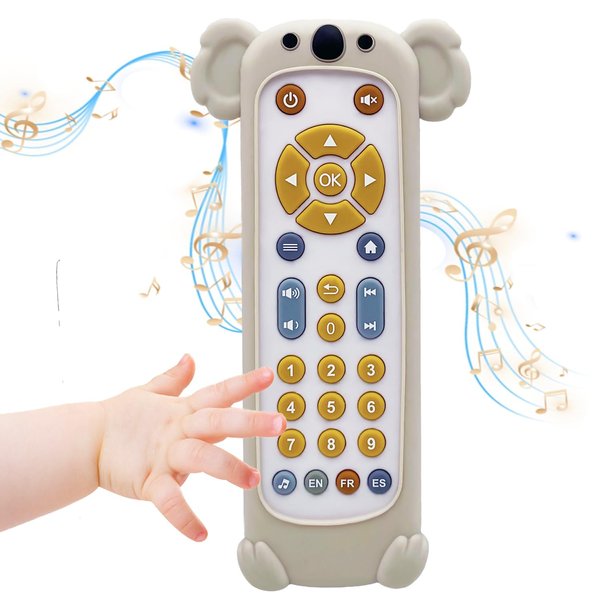 Soft Silicone Musical Teething Toys for Toddlers, Babies, Boys, Girls, 6-12 Months Baby Remote Control Shape Molar Teether Chew Toys Set Gift (Koala)