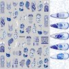 8 Sheets Blue and White Porcelain Nail Art Stickers Decals Self-Adhesive Pegatinas para Uñas Retro Elements Tiger Lion Dragon Flowers Design Manicure Tips Nail Decoration for Women Girls