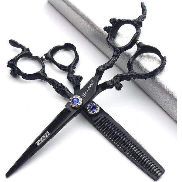 6/7/8/9-inch professional hair clipper set, stainless steel sharp hair clippers, hairdresser specific scissor(6 inches, 2 pieces-E)
