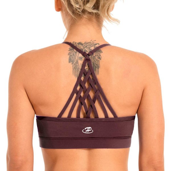 Hopgo Strappy Back Sports Bra for Women Plus Size Medium Impact Criss-Cross Back Fitness Workout Running Bra Port Royale US 4