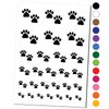Paw Prints Pair Dog Cat Temporary Tattoo Water Resistant Fake Body Art Set Collection - Dark Green (One Sheet)