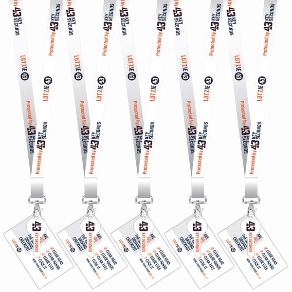 Lutzie 43 Foundation Orange and Blue 5-Key Family Pack Featuring “43 Key Seconds” and “43 to Distraction-Free” Slogans for Safe Driving Awareness. Key Ring Reminders
