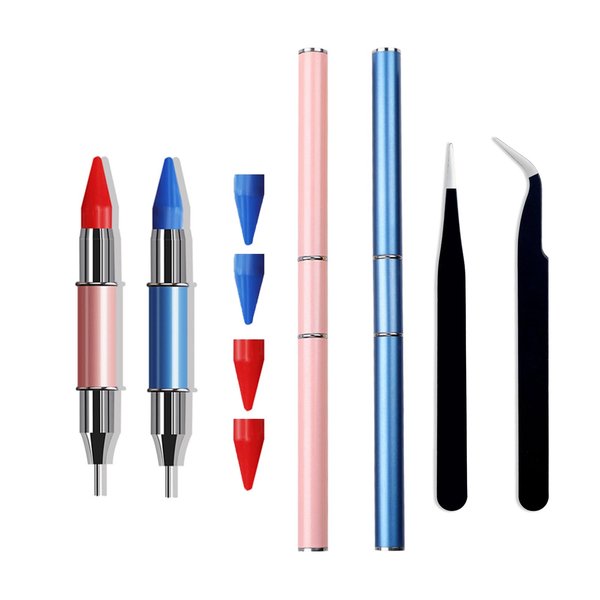 Rhinestone Picker Tool 2Pcs Nail Rhinestone Picker Dotting Tool Rhinestones Applicator Rhinestone Pen Tool Wax Pen Dual Tips Rhinestone Dotting Pen DIY Nail Art Tool