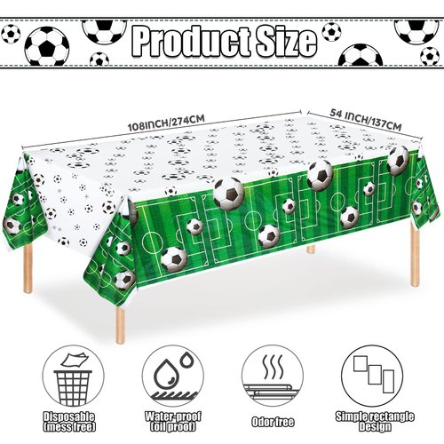 Irenare 2 Pcs Soccer Birthday Party Decorations 5 x 3 ft Happy Birthday Soccer Banner Backdrop 108 x 54 Soccer Table Cloth Plastic Soccer Theme Table Cover for Soccer Birthday Party Supplies