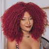 ANNISOUL Red Curly Lace front Wigs for Black Women,Lace front Wig Synthetic Hair Pre Plucked Deep Curly Wave 13x4x1 HD Short Glueless Curly Afro Wig 17Inch