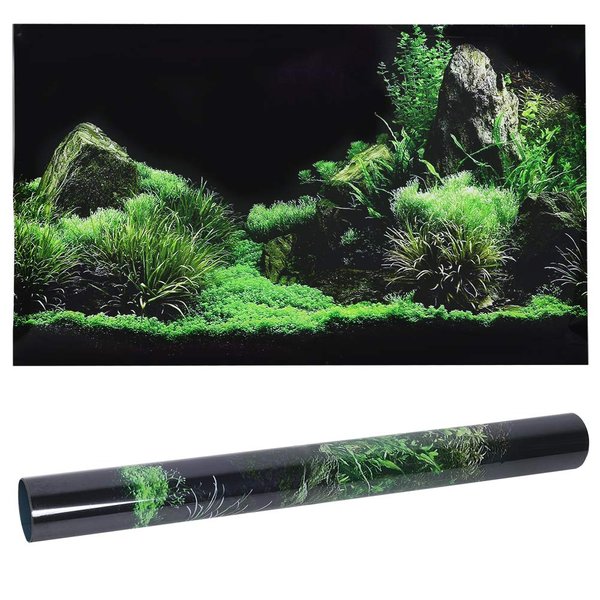 Aquarium Poster, Seafloor Water Grass Fish Tank Background Decoration 3D PVC Self Adhesive Fish Tank Wallpaper Sticker for Aquarium Fish Tank Decoration(48.0 x 18.1in)