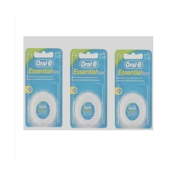 3X 50m Oral B Essential Dental Floss Waxed - Mint Waxed by
