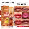 Lipgloss Lip Oil Duck Lip Plumper Gloss High Pigment Plumping Lip Gloss With Spicy Ginger Moisturizing Shiny Glitter Vegan Tinted Lip Makeup Suitable For Ladies Girls Dry Lip Care Rich Chocolate # 05