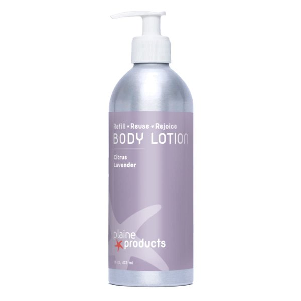 Plaine Products Eco-Friendly Body Lotion: Citrus Lavender, 16 oz (Refillable with Pump)