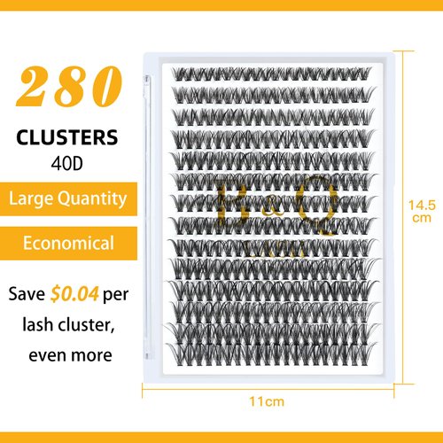 Lash Clusters 40D-0.07C-10-18MIX Individual Lashes 280 Clusters False Eyelash 40D 40D 50D Lash Clusters Extensions Individual Lashes Cluster DIY Eyelash Extensions at Home (40D-0.07C,10-18MIX)