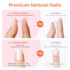modelones Short Press on Nails, 32Pcs 16 Sizes Oval Fake Nails Kit Press Ons with Nail Glue, Adhesive Tabs, Nail File, Prep Pad, Manicure Stick, Milky White