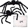 UMEELR Halloween 200In Huge Spider Web with 2 Giant Realistic Looking Hairy Spiders Halloween Decorations Props Creepy Decor Outdoor Indoor (35.5In and 30In)