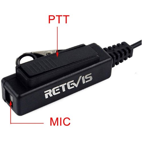 Retevis Walkie Talkie Earpiece with Mic, Big PTT Headset with Long Wire, Compatible RT22 RT21 H-777 RT68 H-777S RT22S Baofeng UV-5R 2 Way Radios, Two Way Radio Headset 2 Pin(1 Pack)