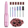 Subay Electric Nail Drill, Portable Electric Nail File for Acrylic Gel Nails, Nail Drill Kit Manicure Pedicure Tool with 6 Nail Drill Bits and 26 Sanding Bands for Home and Salon Use - Pink
