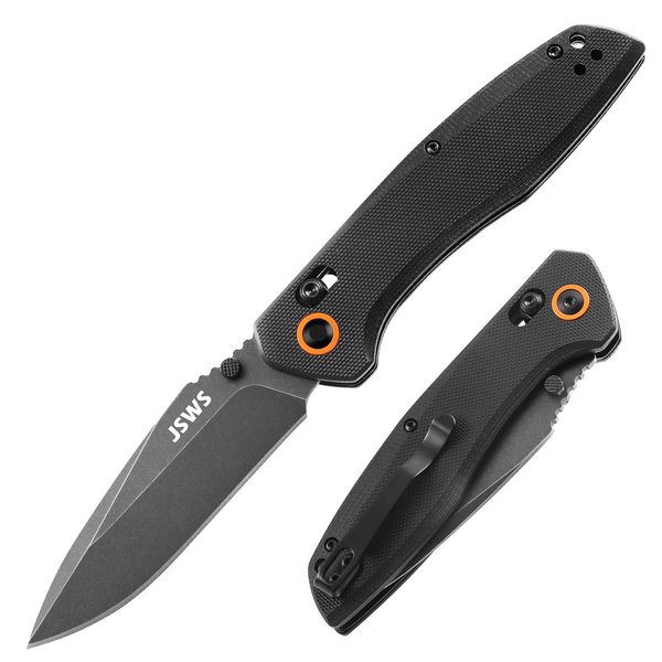 JSWS Tactical Knife Pocket Folding Knife Survival Knife Axis Lock Knife 3.39'' 440C Stainless Steel Blade G10 Handle Perfect for Camping Survival Christmas Gifts for Men & Women