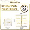 Gatherfun Birthday Party Supplies Napkins Disposable Paper Napkins with Gold Stamping for Adults and Kids Birthday Party（6.5X6.5 in, 3-Ply, 50-Pack)