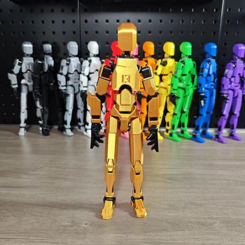 FoxVilla Assembly Completed T13 Action Figure, Titan 13 3D Printed Action Figure, Lucky 13 Action Figure, Assembled Dummy 13 Action Figure(Gold)