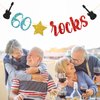 WeBenison 60 Rocks Birthday Banner Rock and Roll Music Theme 60th Birthday Banner / 60's Rock Guitar Birthday Party Decorations Glitter (60)