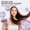 Tinsol Hair Dryer, 500 Million Plasma Professional Hair Dryer, 130000RPM High Speed Brushless Motor Blow Dryer Quick Drying Low Noise with Magnetic Nozzle and Essential Oil Capsules for Home(Purple)
