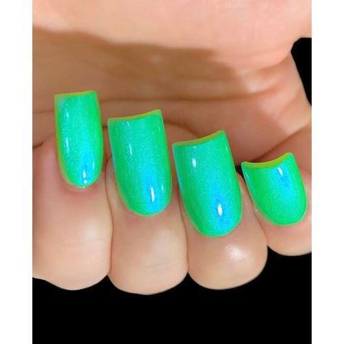 Polish Me Silly Slimey Glow - Neon Green Blue NEON Glow Pop Collection Multi Color Shifting: Mylar Oil Slick Indie Nail Polish
