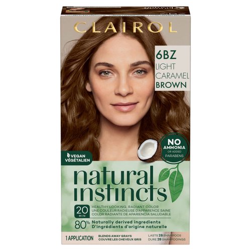 Clairol Natural Instincts Demi-Permanent Hair Dye, 6BZ Light Caramel Brown Hair Color, Pack of 1