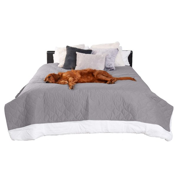 Furhaven Waterproof & Non-Slip Twin Size Mattress Cover Protector for Dogs & Cats, Washable, For Beds, Couches, & Car Seats - Quilted Twill Blanket Mattress Cover - Gray, Small/Twin Size